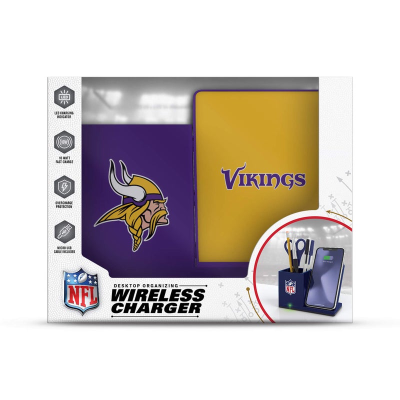 SOAR NFL Wireless Charger and Desktop Organizer, Minnesota Vikings - Image 2